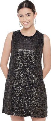 ALL WAYS YOU Women Shift Black Above Knee/Mid Thigh Length Dress