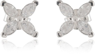 Nemichand Jewels Flower Zircon Earring KJ Sterling Silver Stud Earring