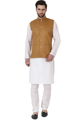 SYLZON Men Kurta Pyjama Ethnic Jacket Set
