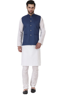 SYLZON Men Kurta Pyjama Ethnic Jacket Set