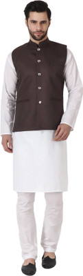 SYLZON Men Kurta Pyjama Ethnic Jacket Set