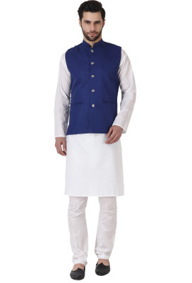 SYLZON Men Kurta Pyjama Ethnic Jacket Set