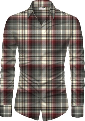 Indian Fashionista Men Checkered Casual Brown Shirt