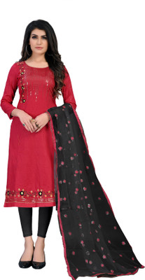 Shadow & Saining Cotton Blend Self Design Salwar Suit Material