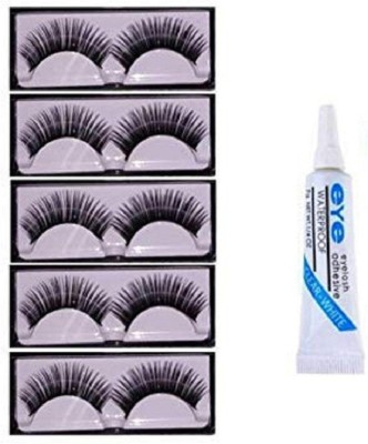 angelie 5 Pcs Eyelashes with Eyelash Glue(Pack of 6)