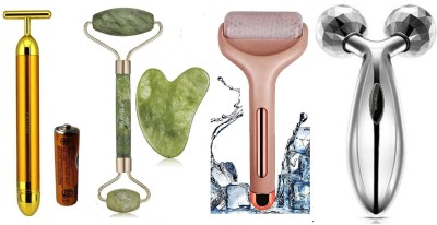 MORVIKA Ice Roller Face Massager, Jade Roller-Gua Sha,3D Body Massager,T Gold Massager