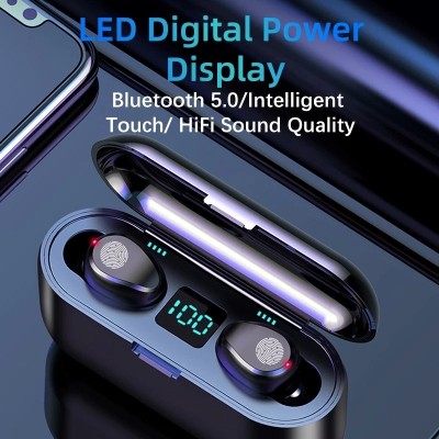 vishnu electronics Wireless Bluetooth 5.1 Earbuds with Power Bank 2500 Earbuds TOUCH HIGH BASS Bluetooth Headset(Black, True Wireless)