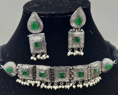 Sanwariya Jewels Oxidised Silver Green, Silver Jewellery Set(Pack of 1)