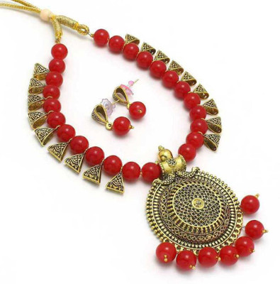 BSINT Alloy Gold-plated Red Jewellery Set(Pack of 1)