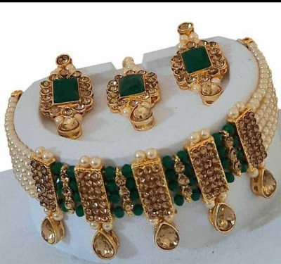 Asl World Alloy Gold-plated Green, Gold Jewellery Set(Pack of 1)