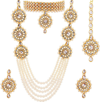 Ratmanee Alloy Gold-plated White, Gold Jewellery Set(Pack of 1)