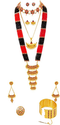 balaji gold Copper Gold-plated Red, Black Jewellery Set(Pack of 1)