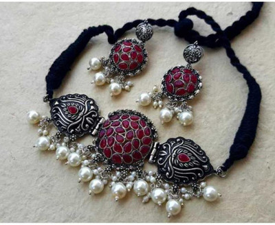 Cosmossystems Alloy Sterling Silver Black Jewellery Set(Pack of 1)