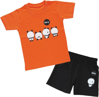 CATCUB Boys & Girls Casual T-shirt Shorts(Orange)