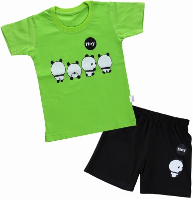 CATCUB Boys & Girls Casual T-shirt Shorts(Green)