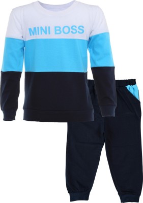 CATCUB Boys & Girls Casual T-shirt Track Pants(Blue)