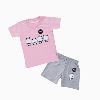 CATCUB Boys & Girls Casual T-shirt Shorts(Pink)