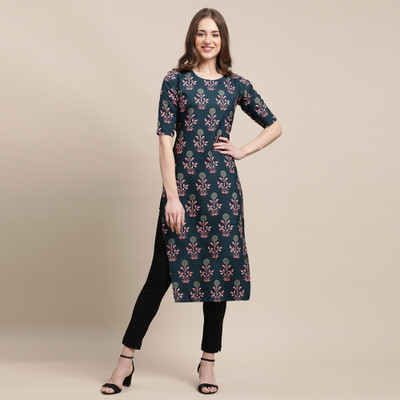 1 Stop Fashion Women Printed Straight Kurta(Green)