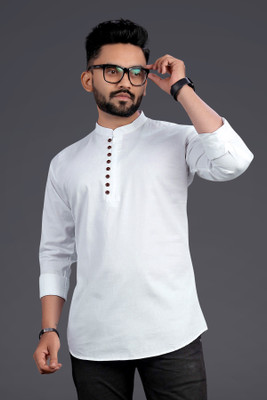 Nofilter Men Solid Straight Kurta(White)