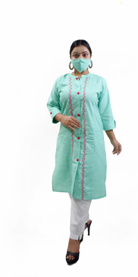 Artisan Glory Women Solid A-line Kurta(Green)