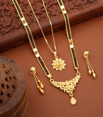 Bright STYLE Combo of 2 Pcs One Gram Gold Long 28 inch and one Short chain with surprise gift Alloy, Brass, Copper Mangalsutra