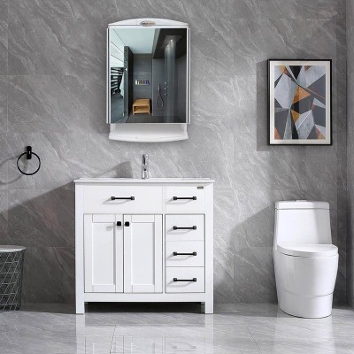 URBAN CHOICE Saffire White Shelf With Bathroom Mirror(Rectangle Finish : Glossy)