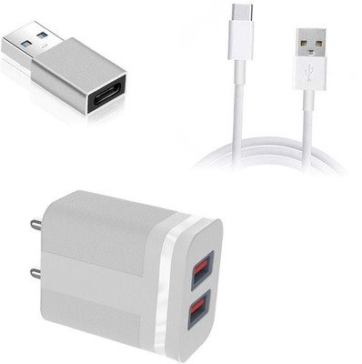 DAKRON Wall Charger Accessory Combo for OPPO A74 5G(White)
