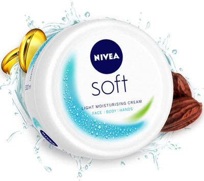 NIVEA Soft Light Moisturizer For Face, Hand & Body Greasy Cream 50ML pack of 3(150 ml)