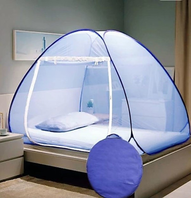 SIFRA Polyester Adults Washable Double Bed/ King Size Bed/ Single Size Bed Mosquito Net(Blue, Tent)