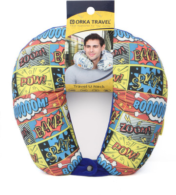 ORKA Travel Digital Printed Spandex With Micro Beads Travel U Neck Pillow(Multi Color)