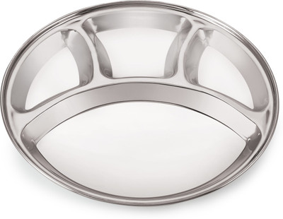 NEELAM Stainless Steel 14 -22 Gauge 4 in 1 Round Compartment Plate Sectioned Plate