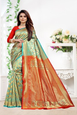 Santraj Texo Fab Pvt Ltd Woven Banarasi Art Silk Saree(Light Green)