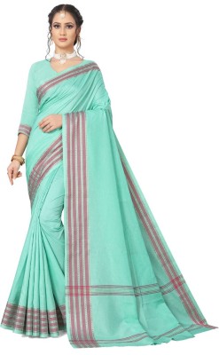 Vikas Solid/Plain Bollywood Cotton Linen Saree(Green)