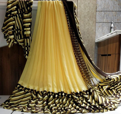 Fancy Fab Self Design Paithani Georgette, Satin Saree(Brown, Yellow)