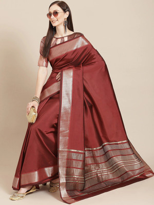 KAVINDI Printed Bollywood Cotton Silk Saree(Maroon)