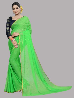 VR Fashions Self Design Bollywood Chiffon Saree(Green)