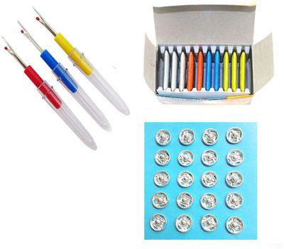 Crafts Haveli 3 Items Combo : 3 Seam Ripper, Tich Button & Tailoring Chalk Sewing Kit