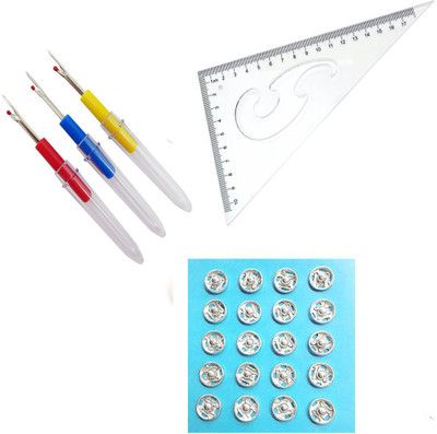 Crafts Haveli 3 Items Combo : 3 Seam Ripper, Tich Button & L Curve Sewing Kit