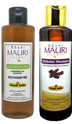 Khadi Mauri Amla Hibiscus Lemon & Shikakai Shampoo - Pack Of 2(420 ml)