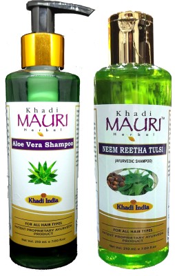 Khadi Mauri AloeVera & Neem Reetha Tulsi Shampoo - Pack Of 2(420 ml)