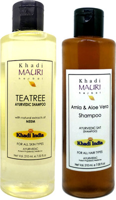 Khadi Mauri Amla AloeVera & Tea Tree Shampoo - Pack Of 2(420 ml)