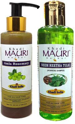 Khadi Mauri Amla Rosemary & Neem Reetha Tulsi Shampoo - Pack Of 2(420 ml)