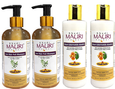Khadi Mauri Anti Hair Fall & Cream Conditioning Shampoo - Pack Of 4(840 ml)