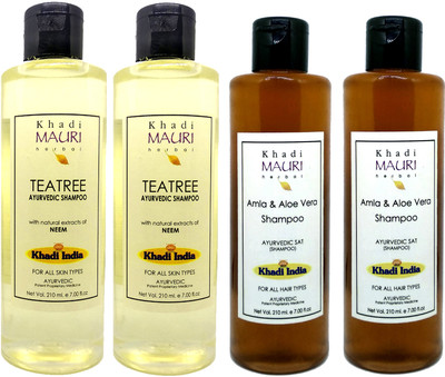 Khadi Mauri Amla AloeVera & Tea Tree Shampoo - Pack Of 4(840 ml)
