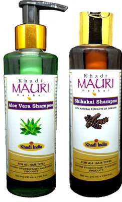 Khadi Mauri AloeVera & Shikakai Shampoo - Pack Of 2(420 ml)