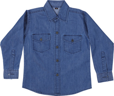 Cremlin Clothing Boys Washed Casual Dark Blue Shirt