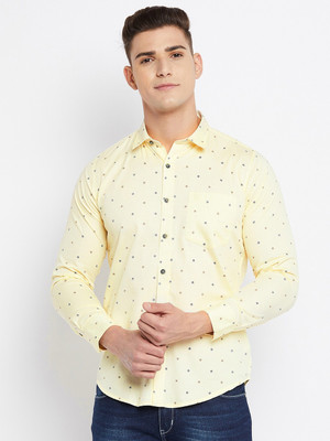 DUKE Men Printed Casual Cream Shirt