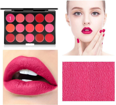 KAIASHA MATTE FINISH WATER PROF & LONG LASTING 15 COLOR LIPSTICK PALETTE(MULTI, 10 g)