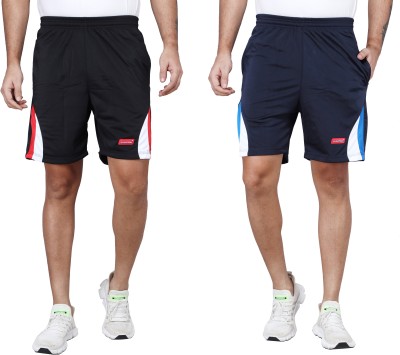 CARLTRON Solid Men Black, Blue Regular Shorts