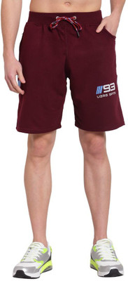 UZARUS Solid Men Maroon Bermuda Shorts